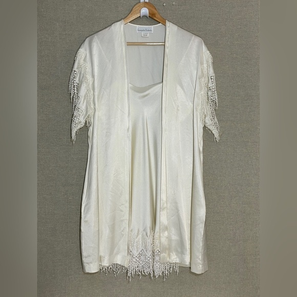 Georgette Trabolski Fringed Robe & Chemise Slip Set - Picture 1 of 16